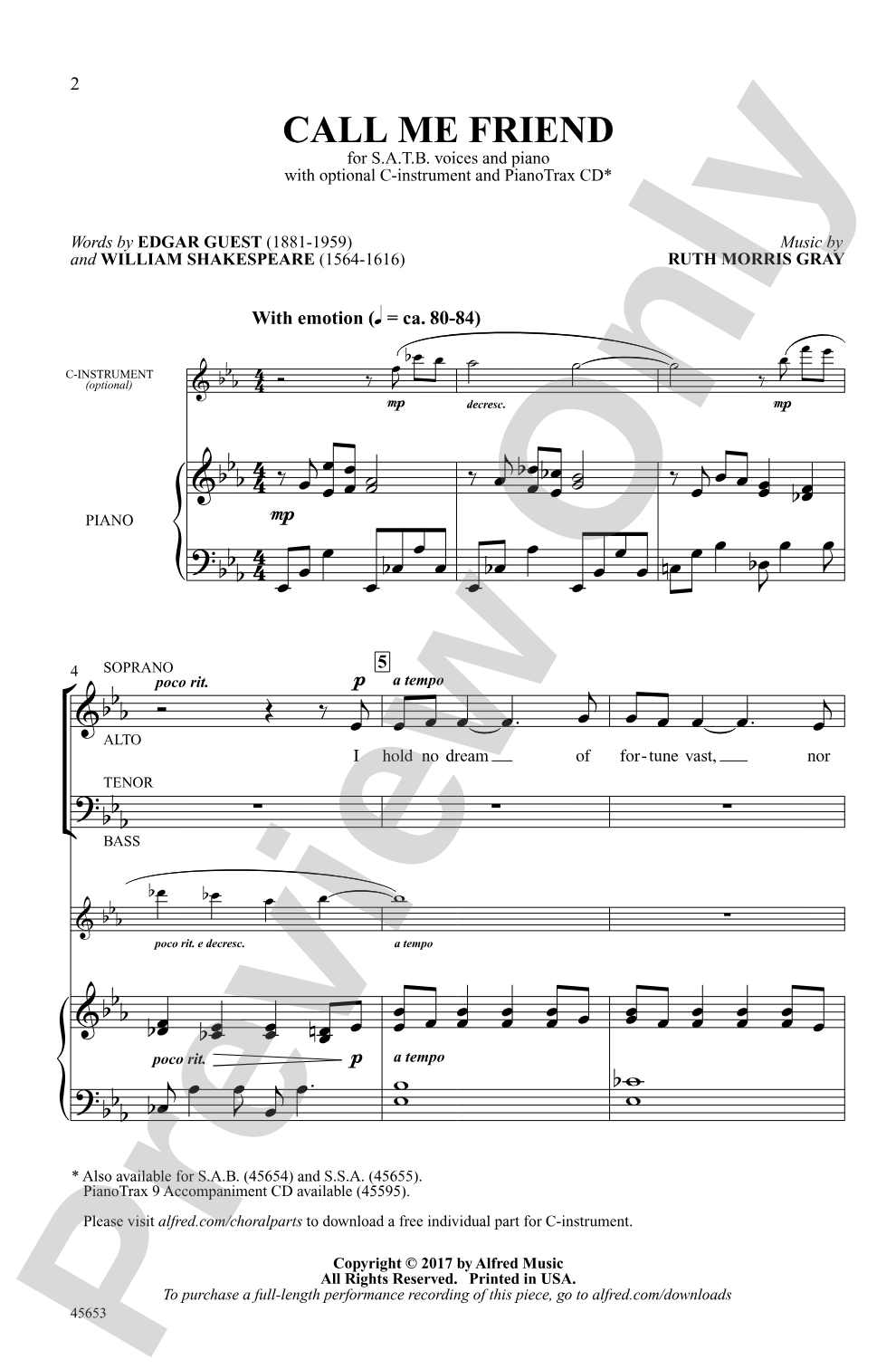 Call Me Friend: SATB Choral Octavo