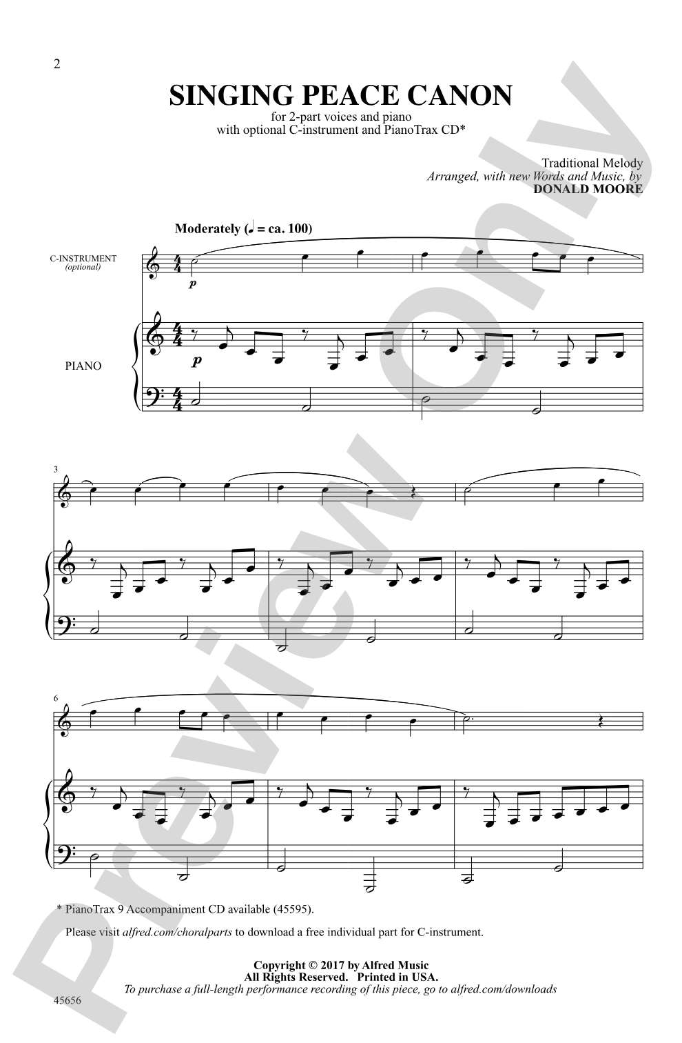 Singing Peace Canon: 2-Part Choral Octavo