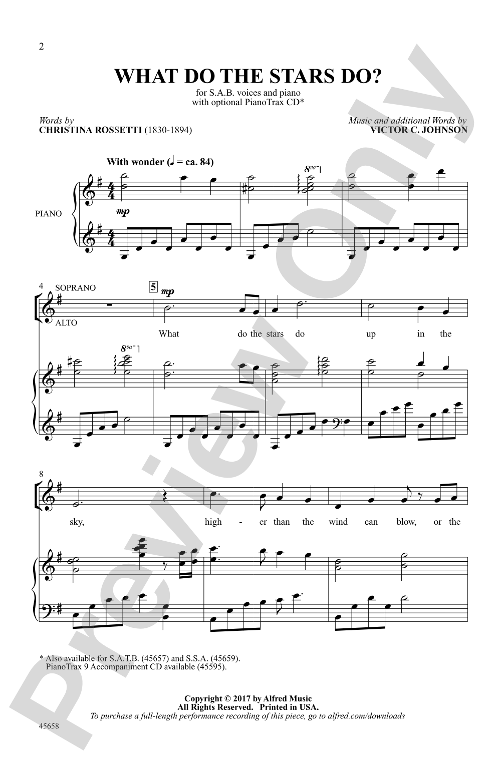 What Do the Stars Do?: SAB Choral Octavo