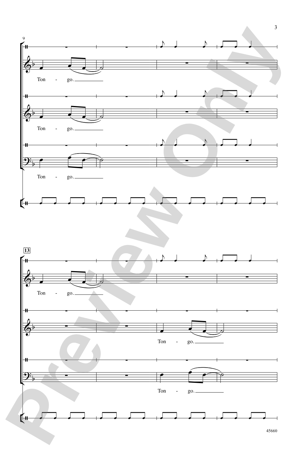Tongo: SAB, <I>a cappella</I> Choral Octavo