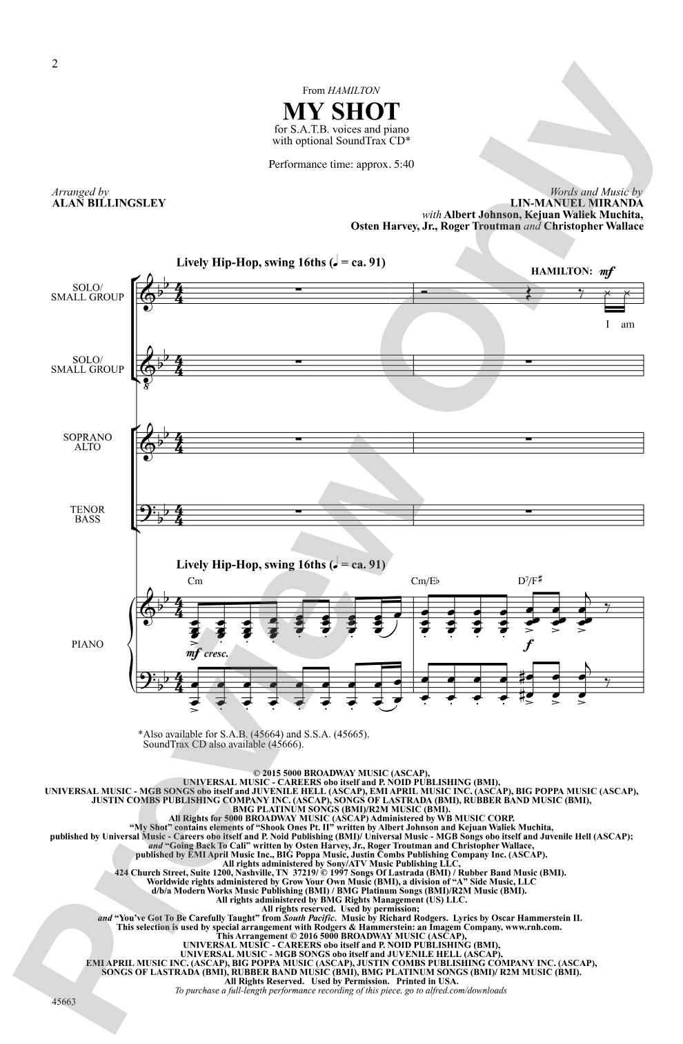 My Shot: SATB Choral Octavo