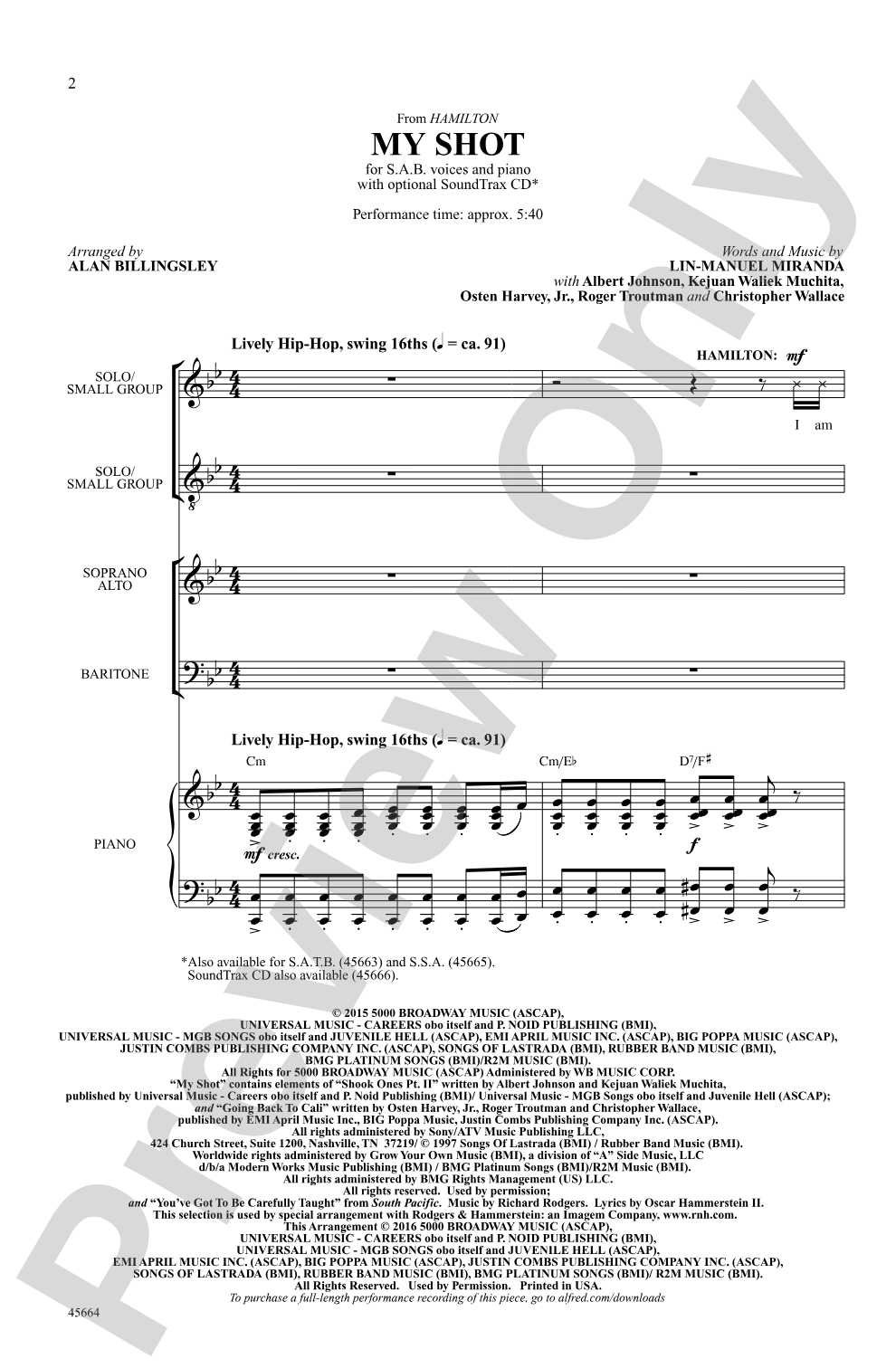 My Shot: SAB Choral Octavo