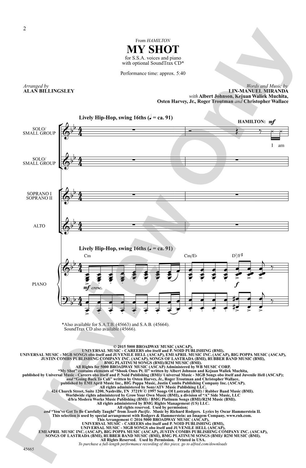 My Shot: SSA Choral Octavo