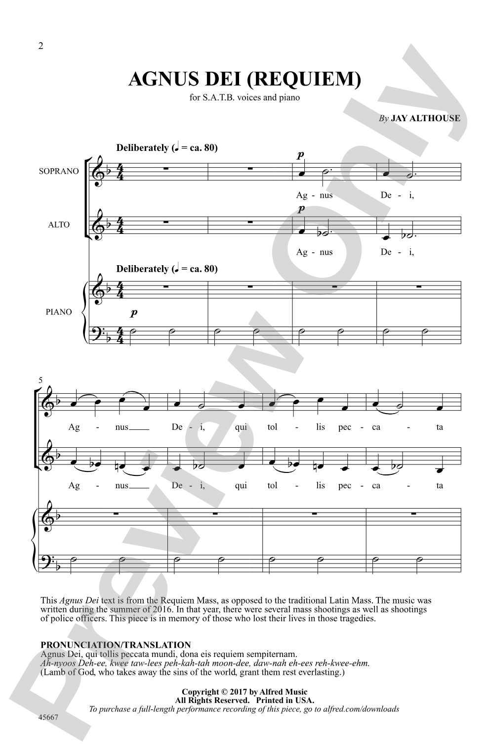 Agnus Dei (Requiem): SATB Choral Octavo