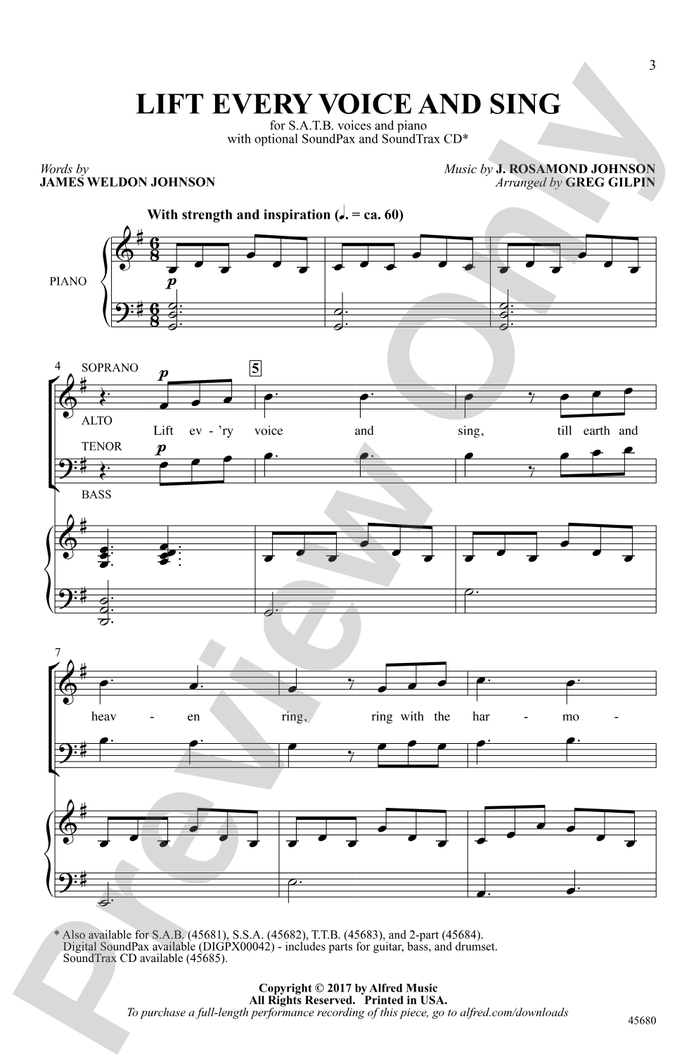 Lift Every Voice and Sing: SATB Choral Octavo
