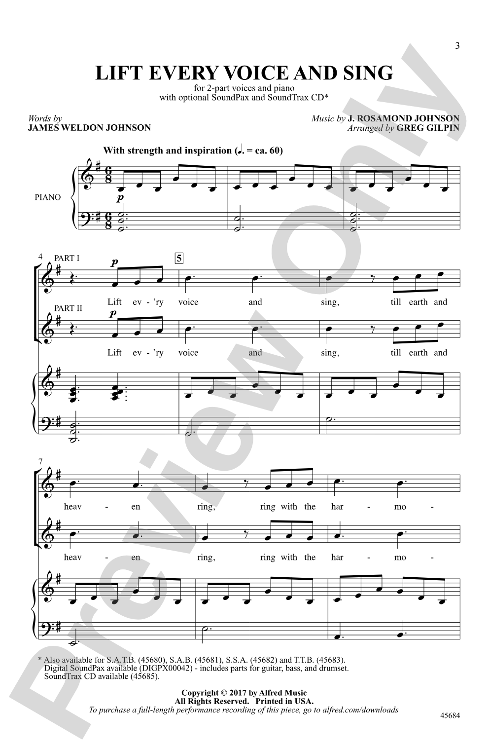 Lift Every Voice and Sing: 2-Part Choral Octavo