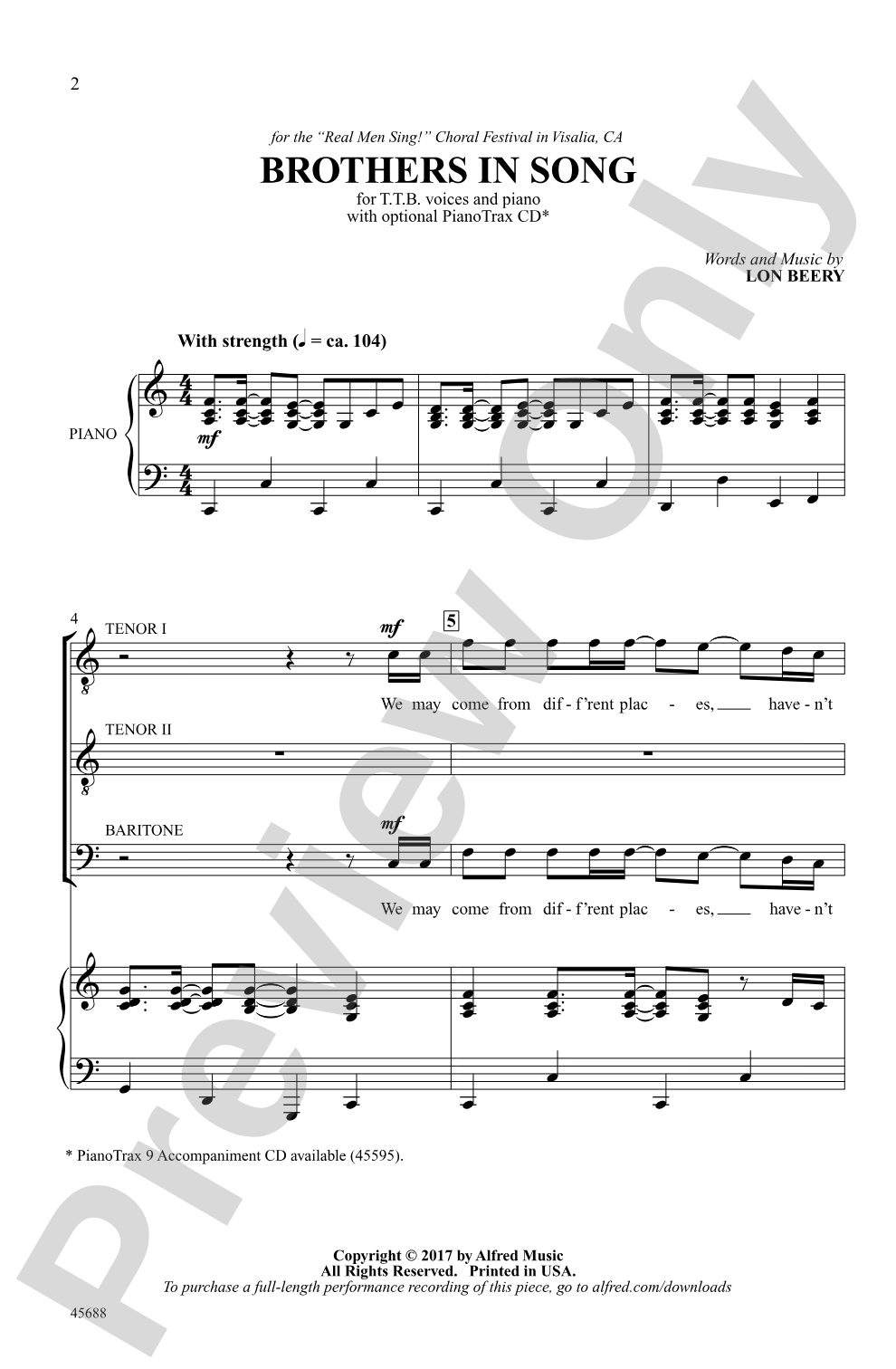 Brothers in Song: TTB Choral Octavo