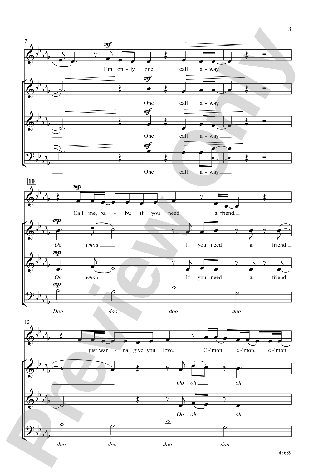 One Call Away: 3-Part Mixed, <i>a cappella</i> Choral Octavo