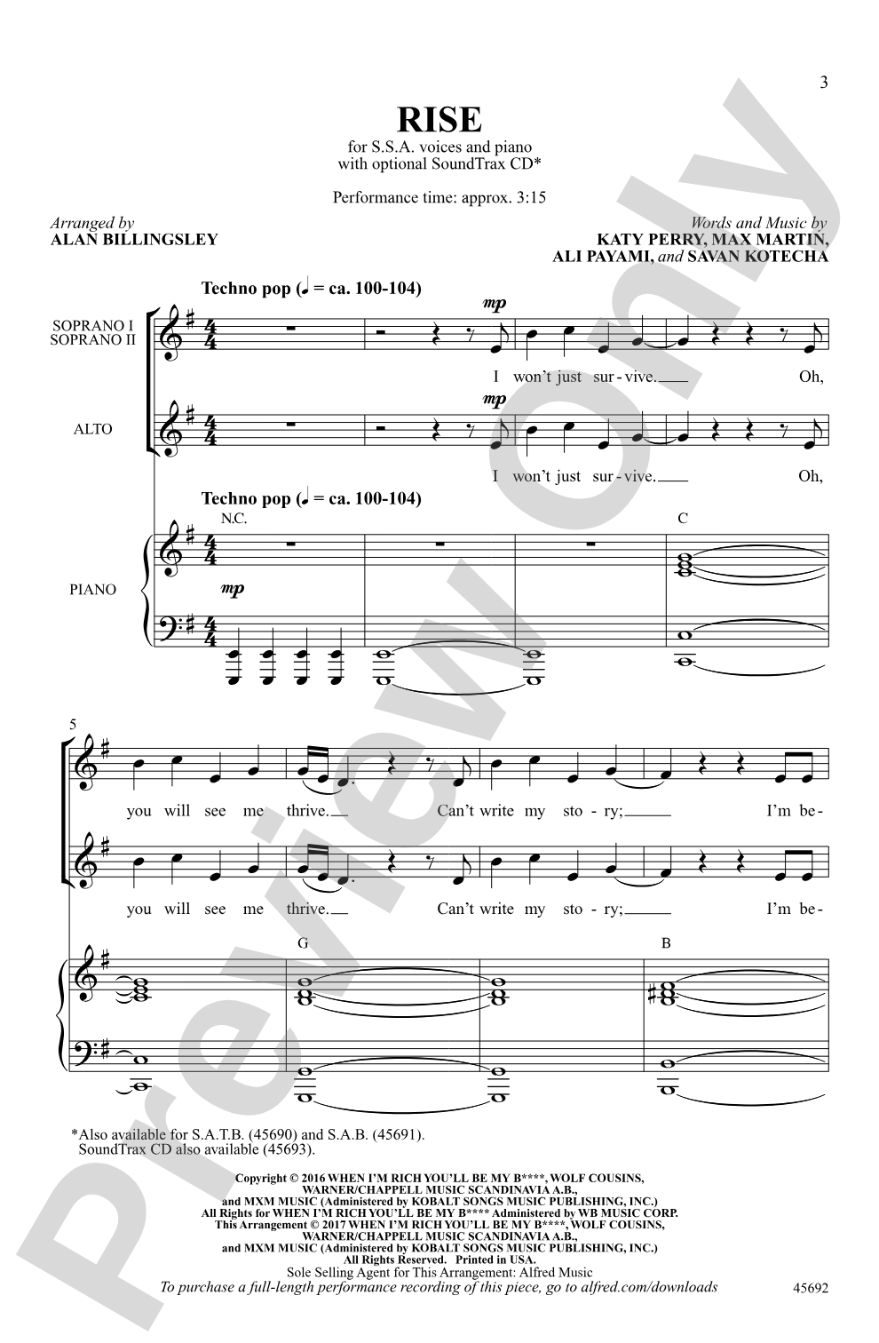 Rise: SSA Choral Octavo