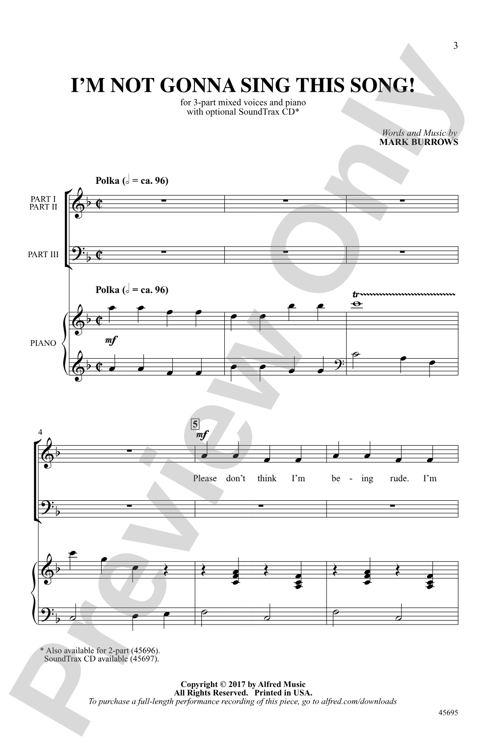 I'm Not Gonna Sing This Song!: 3-Part Mixed Choral Octavo