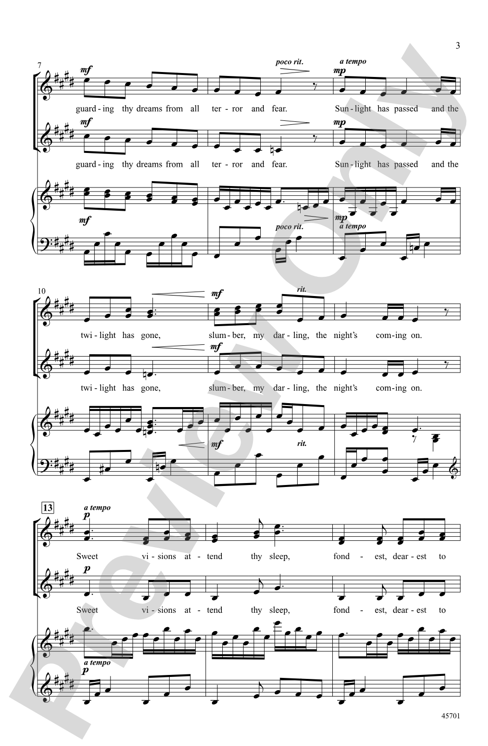 Slumber, My Darling: SSA Choral Octavo