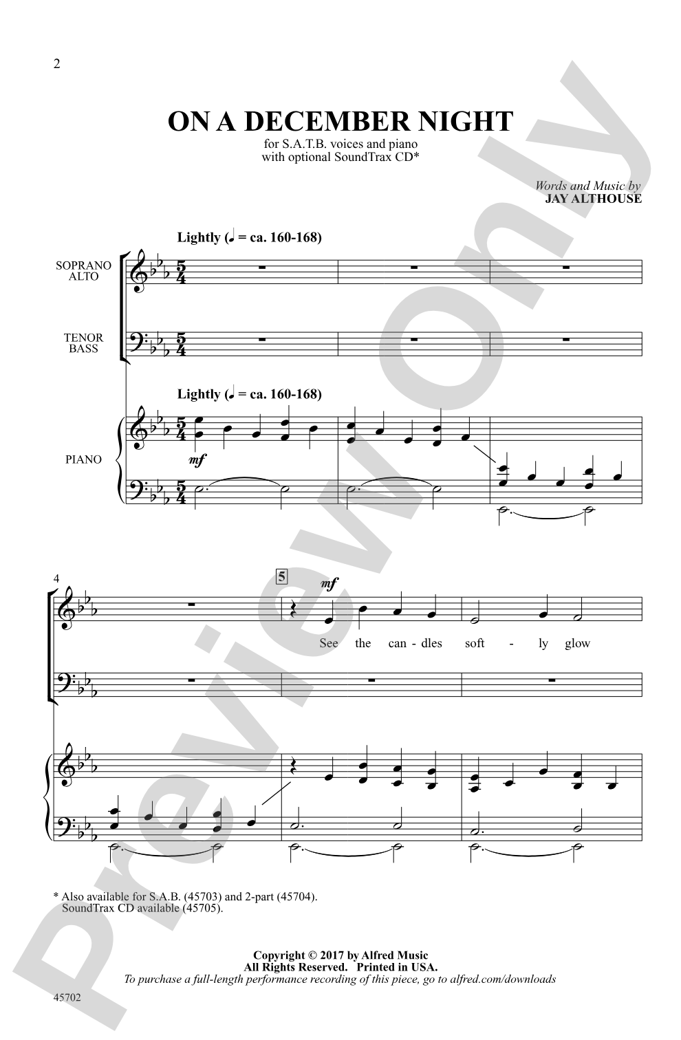 On a December Night: SATB Choral Octavo