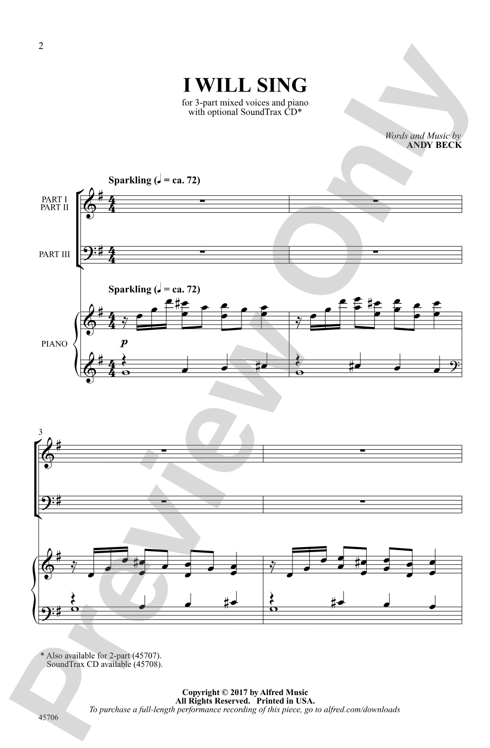 I Will Sing: 3-Part Choral Octavo