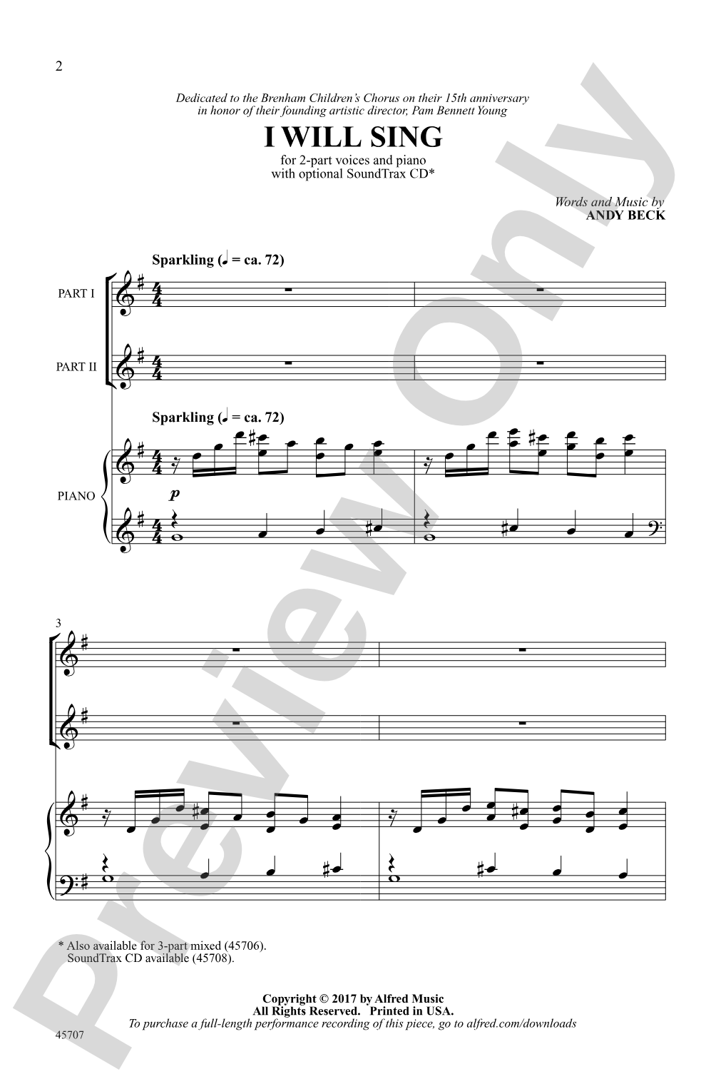 I Will Sing: 2-Part Choral Octavo