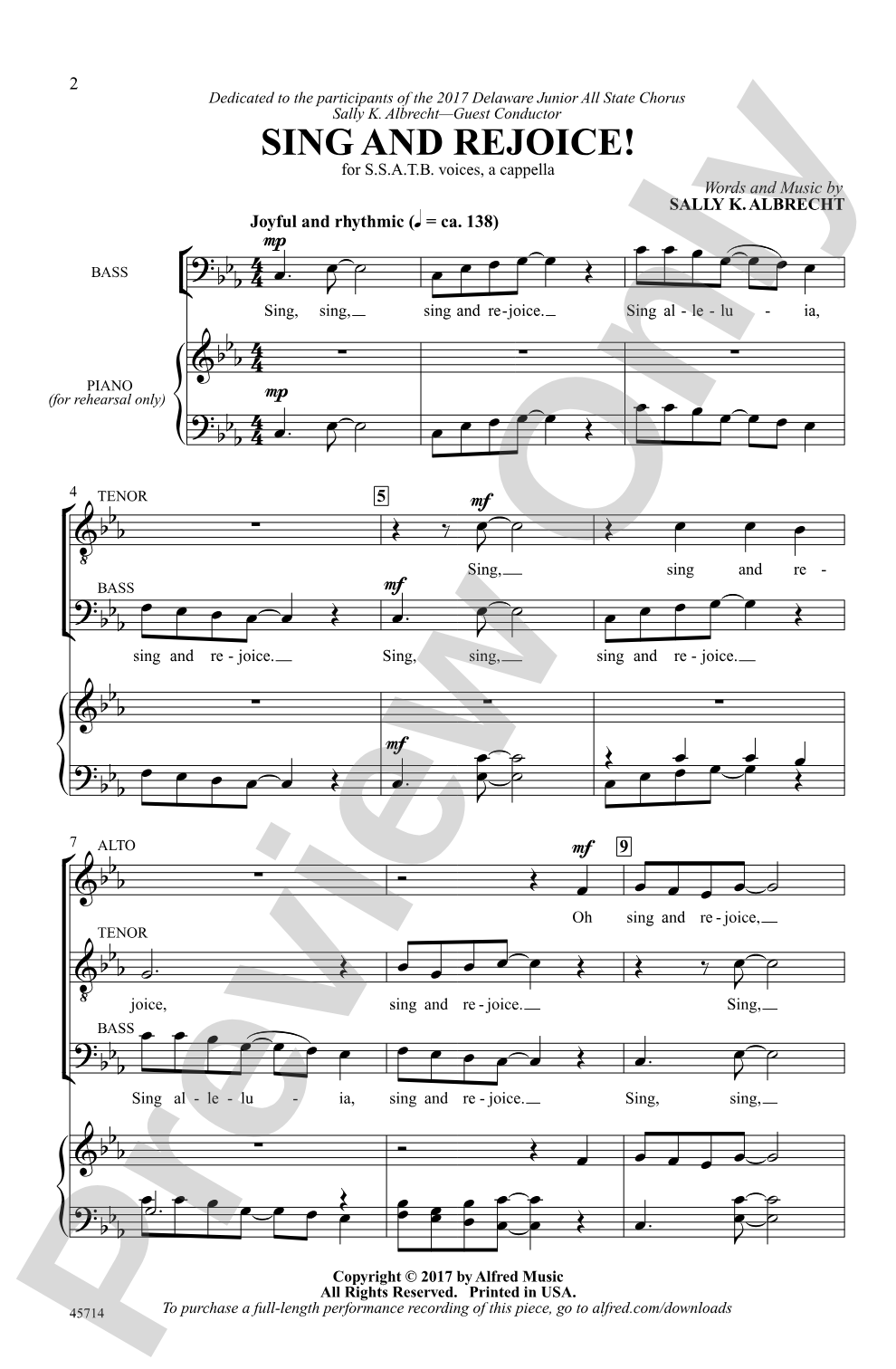 Sing and Rejoice!: SSATB, <i>a cappella</i> Choral Octavo
