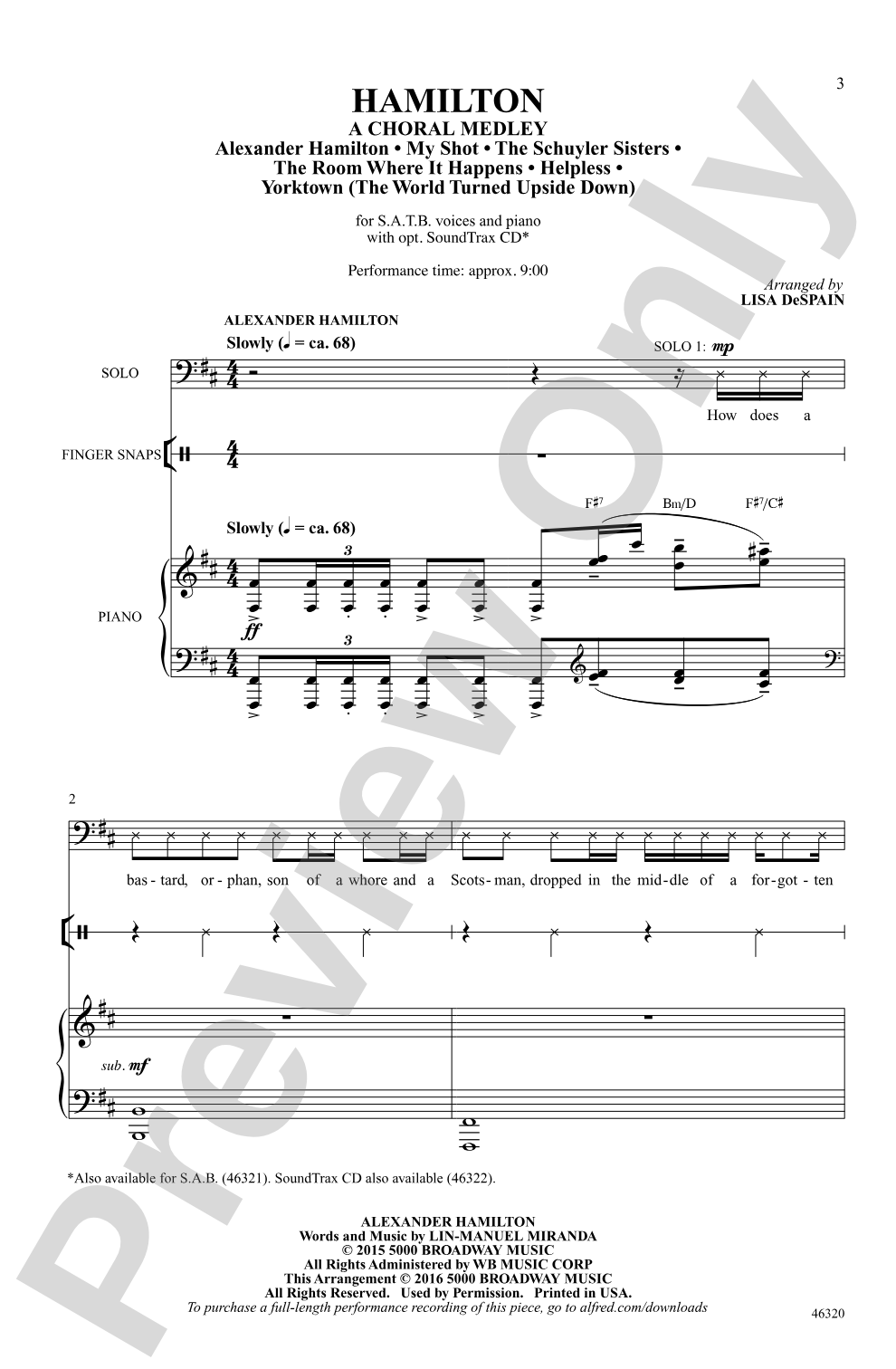 Hamilton: SATB Choral Octavo