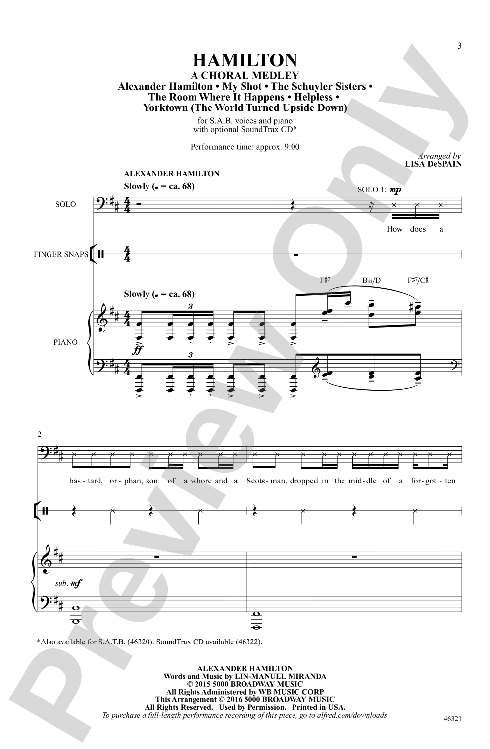 Hamilton: SAB Choral Octavo