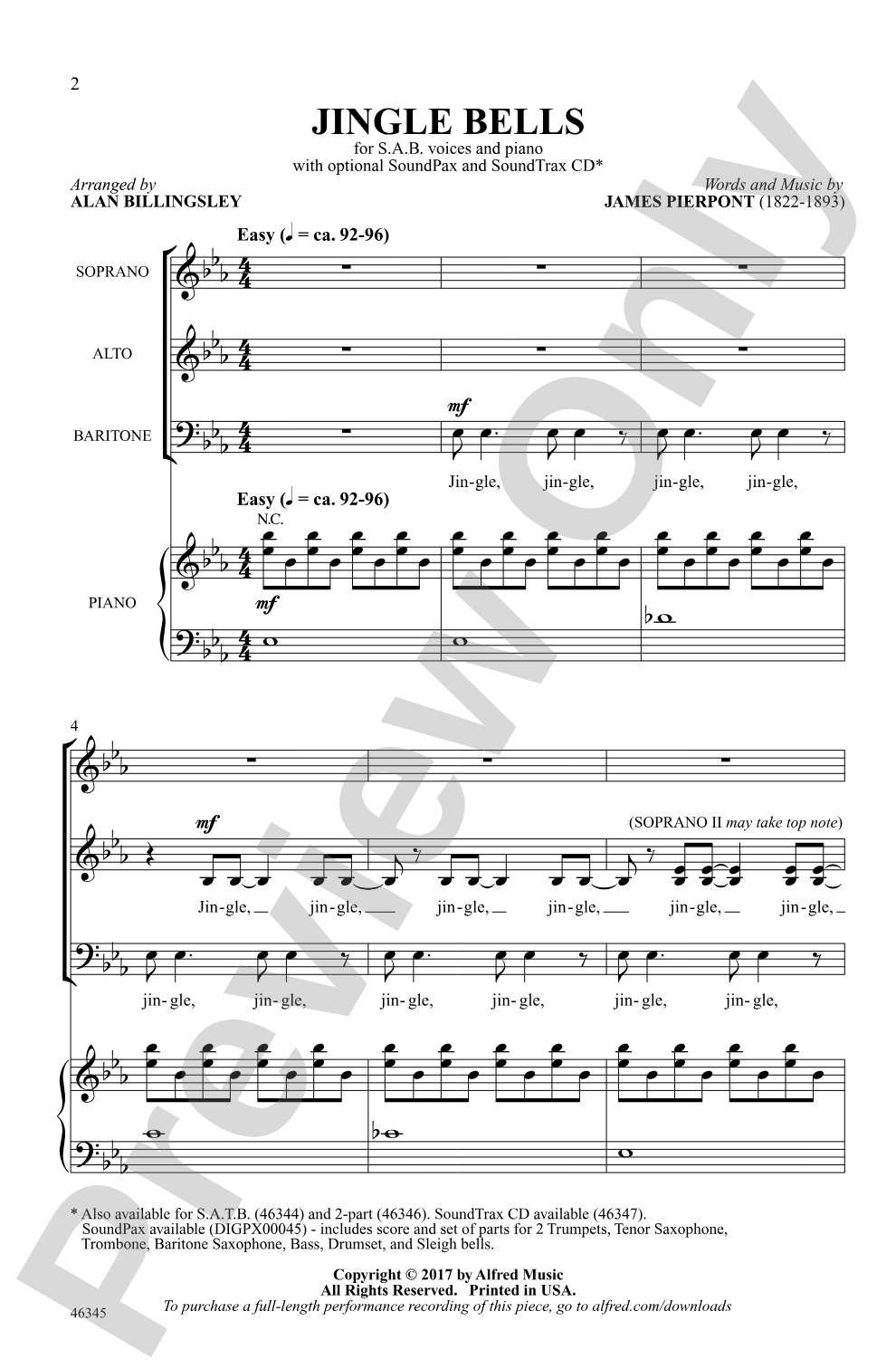 Jingle Bells: SAB Choral Octavo
