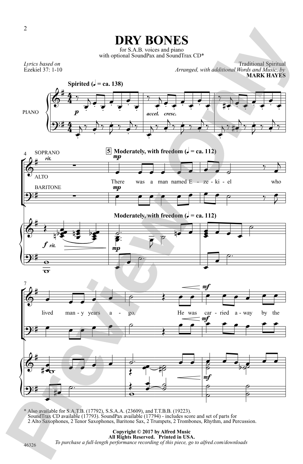 Dry Bones: SAB Choral Octavo