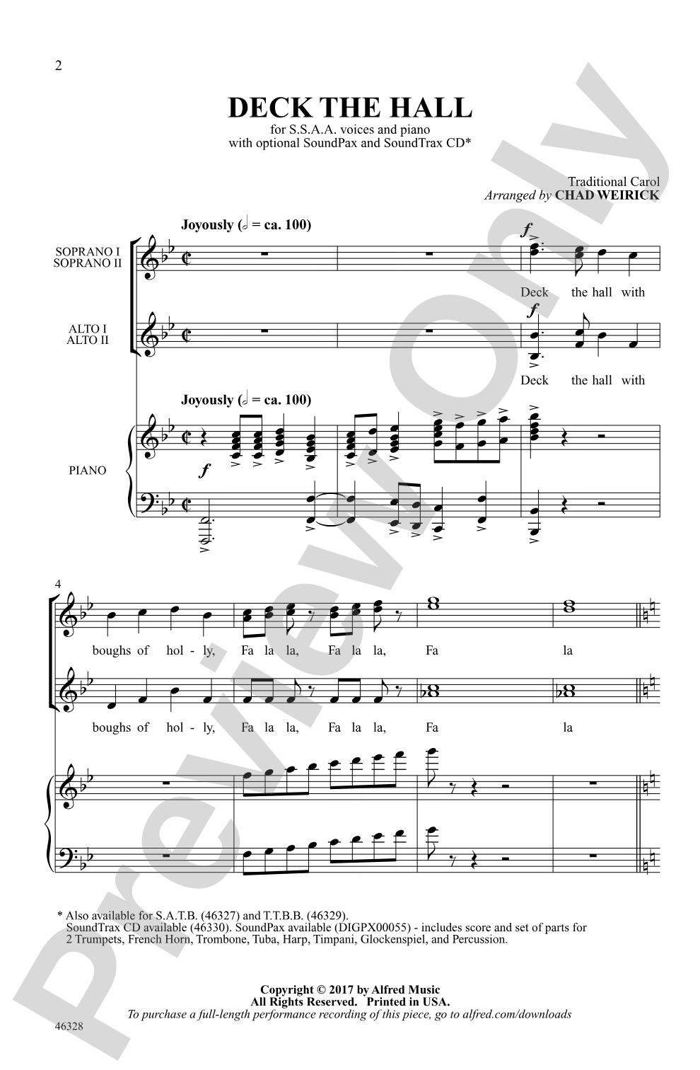 Deck the Hall: SSAA Choral Octavo