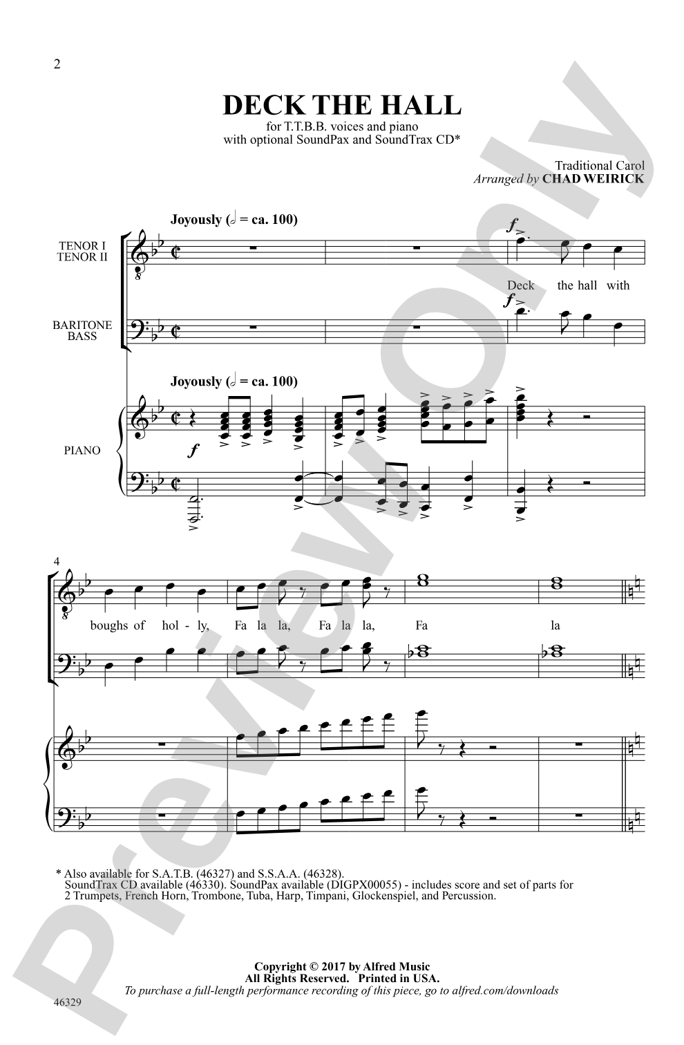 Deck the Hall: TTBB Choral Octavo