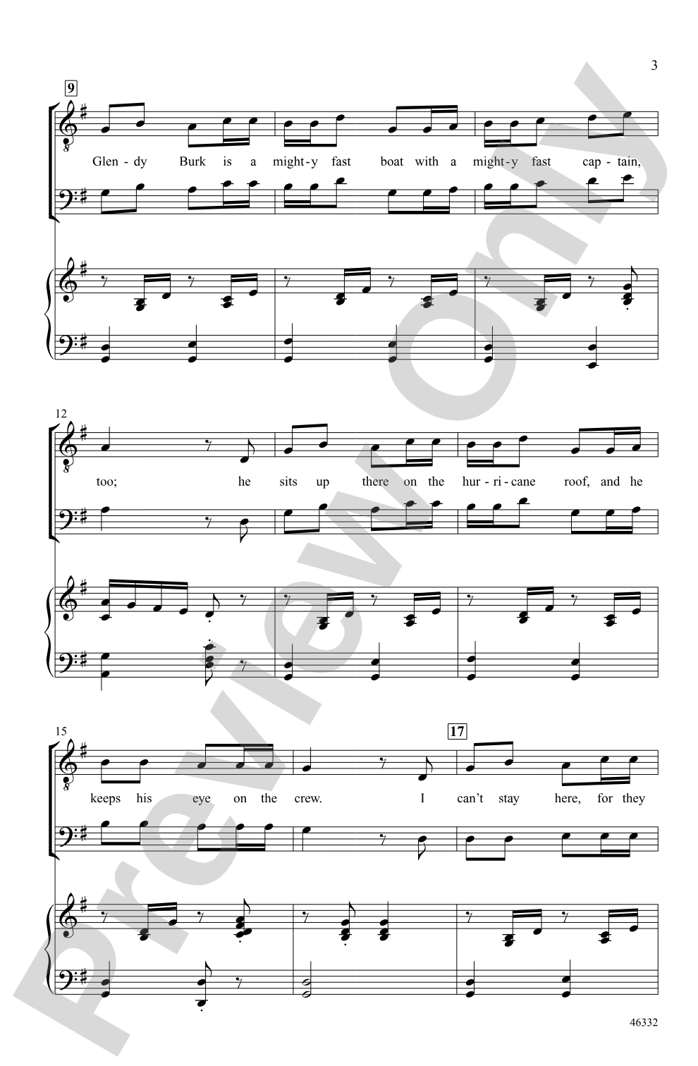 The Glendy Burk: TTB Choral Octavo