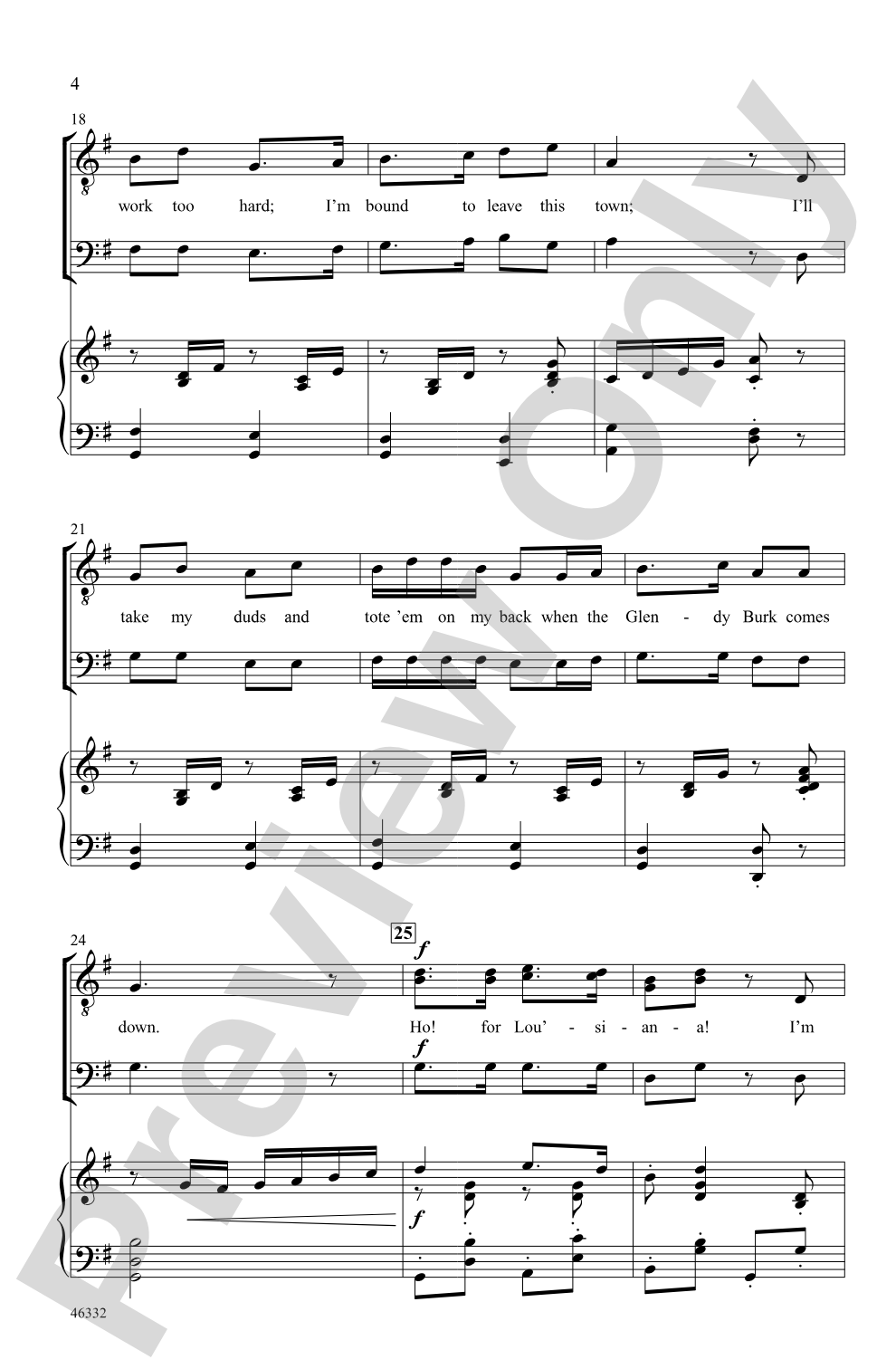 The Glendy Burk: TTB Choral Octavo