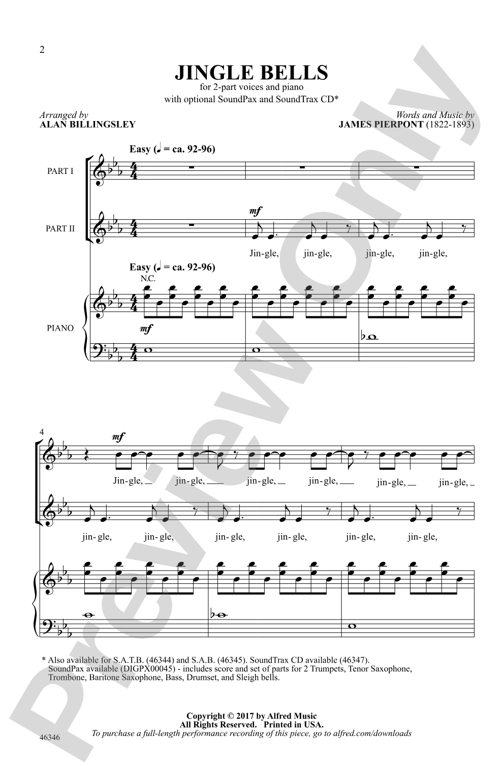 Jingle Bells: 2-Part Choral Octavo
