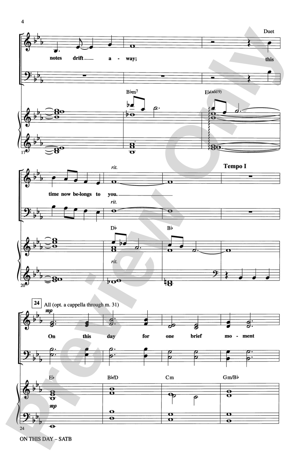 On This Day: SATB Choral Octavo