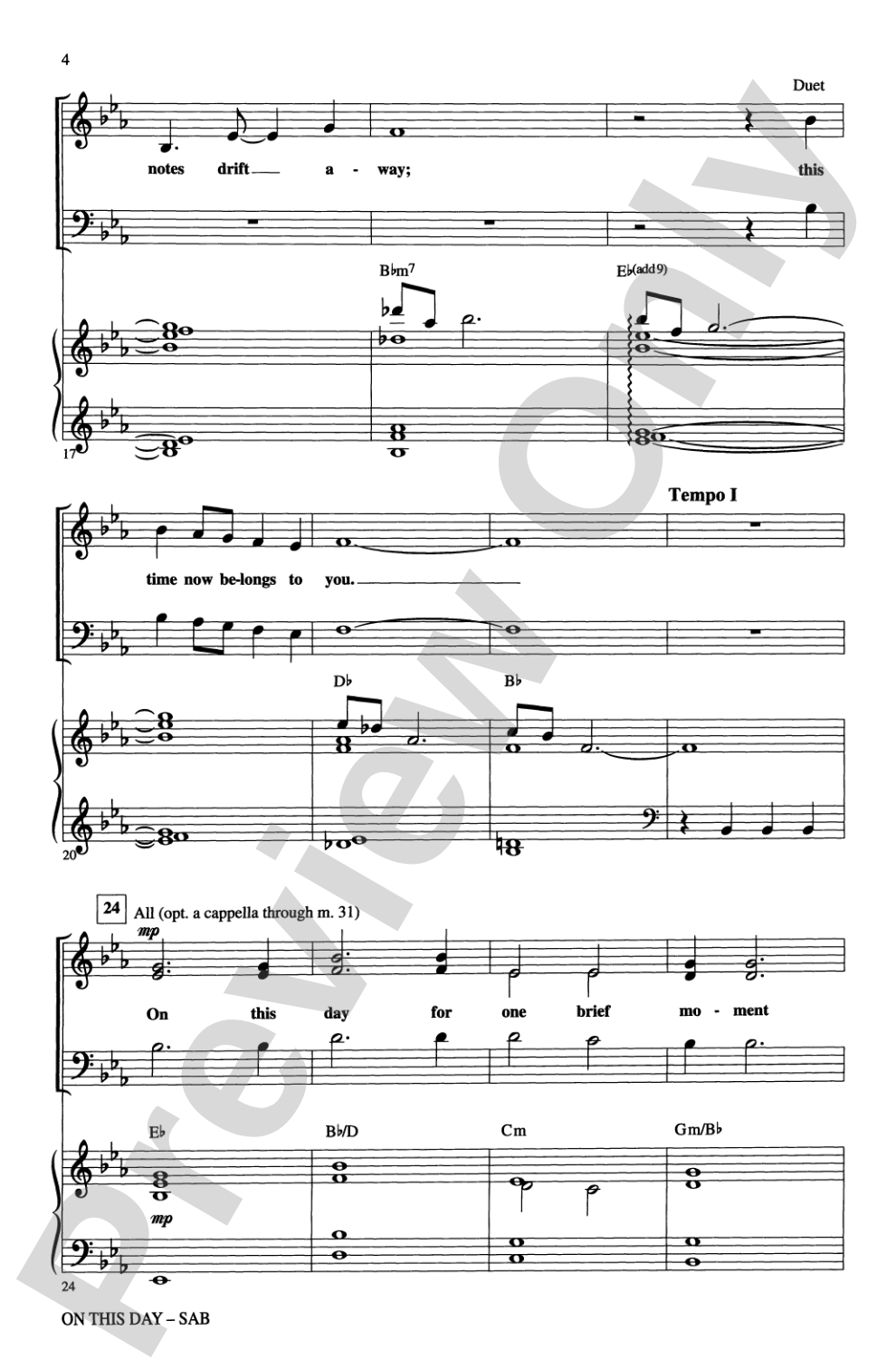 On This Day: SAB Choral Octavo