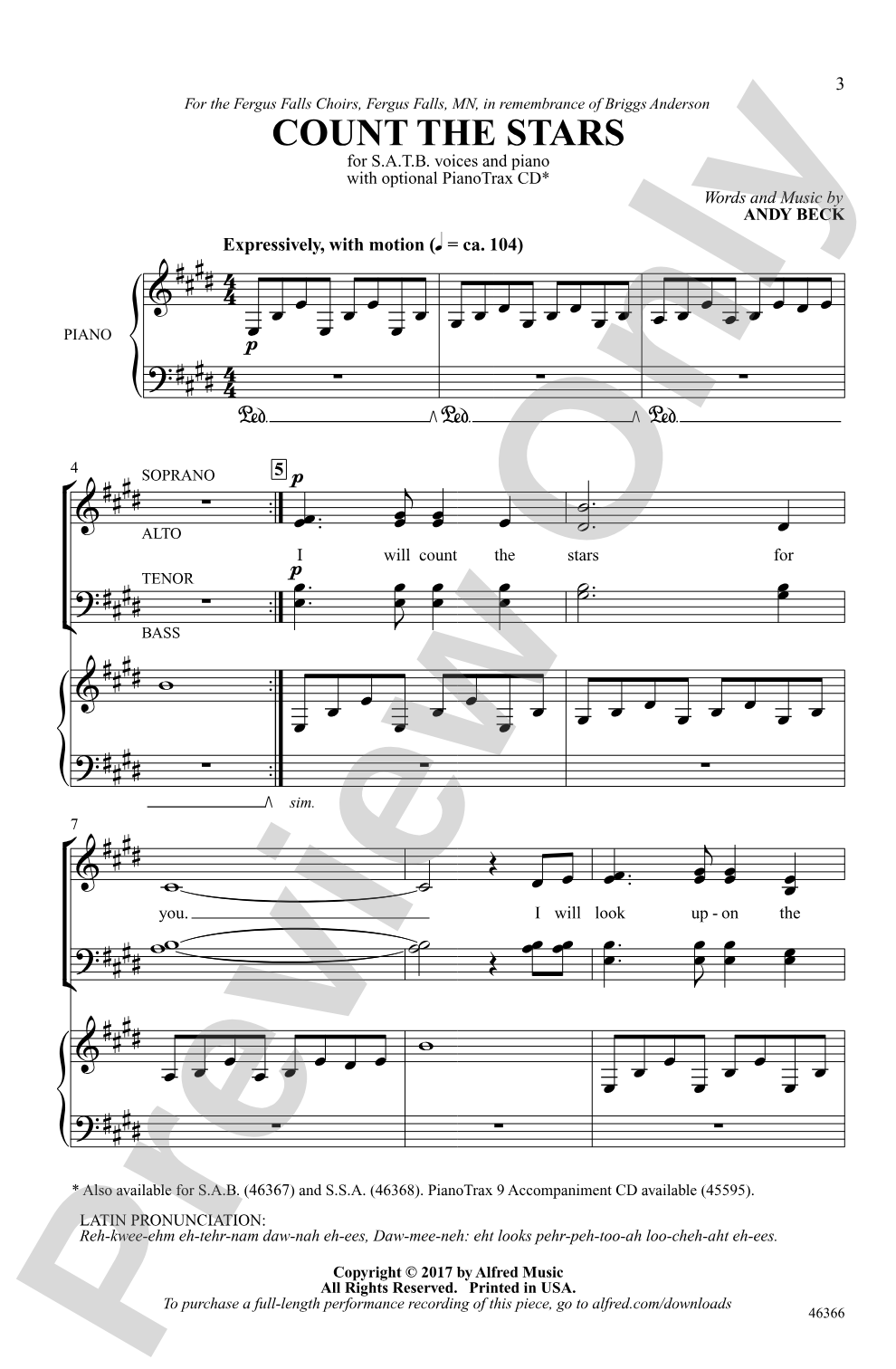 Count the Stars: SATB Choral Octavo