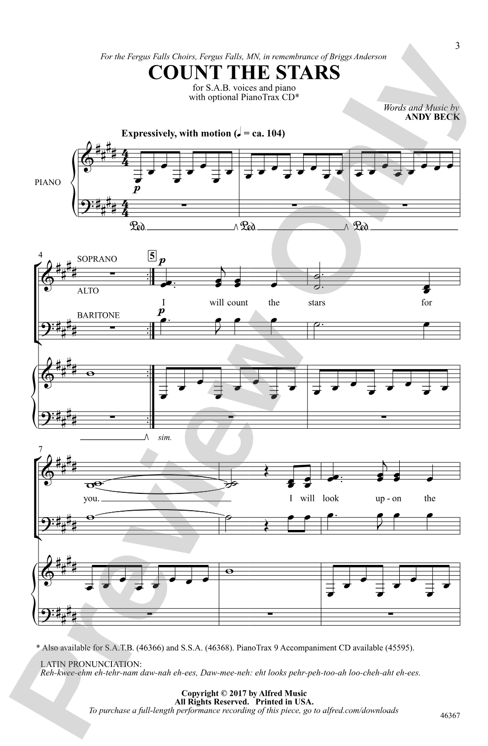 Count the Stars: SAB Choral Octavo
