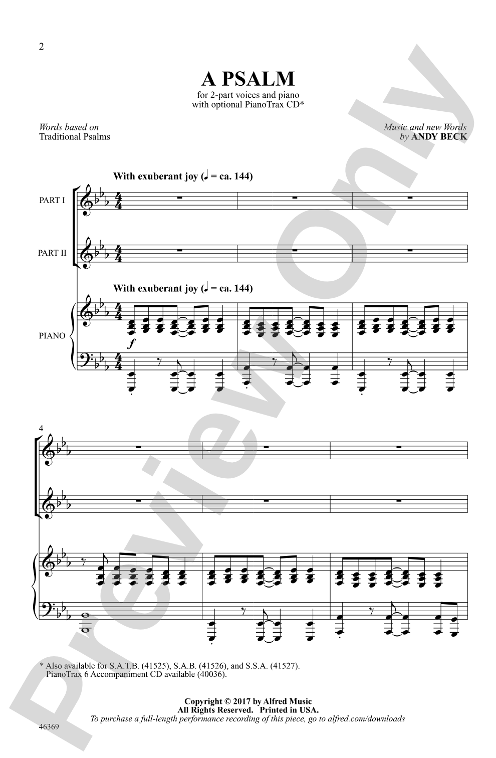 A Psalm: 2-Part Choral Octavo