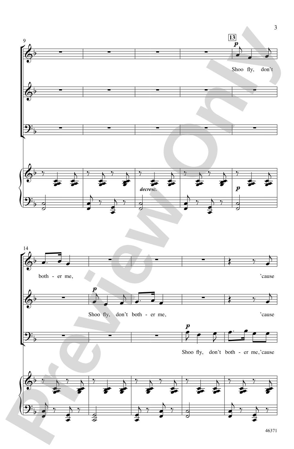 Shoo Fly!: 3-Part Mixed Choral Octavo