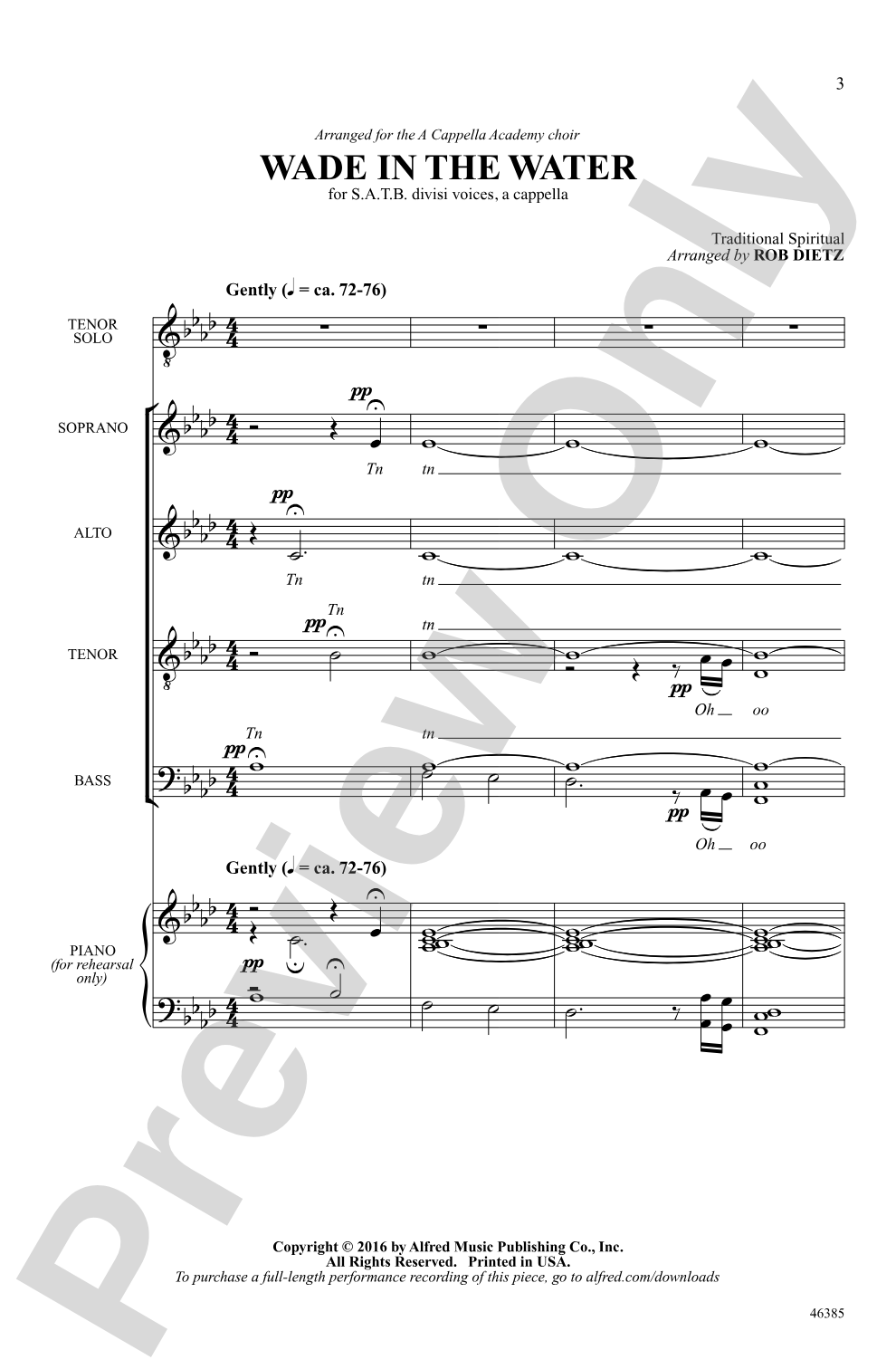 Wade in the Water: SATB, <i>a cappella</i> Choral Octavo