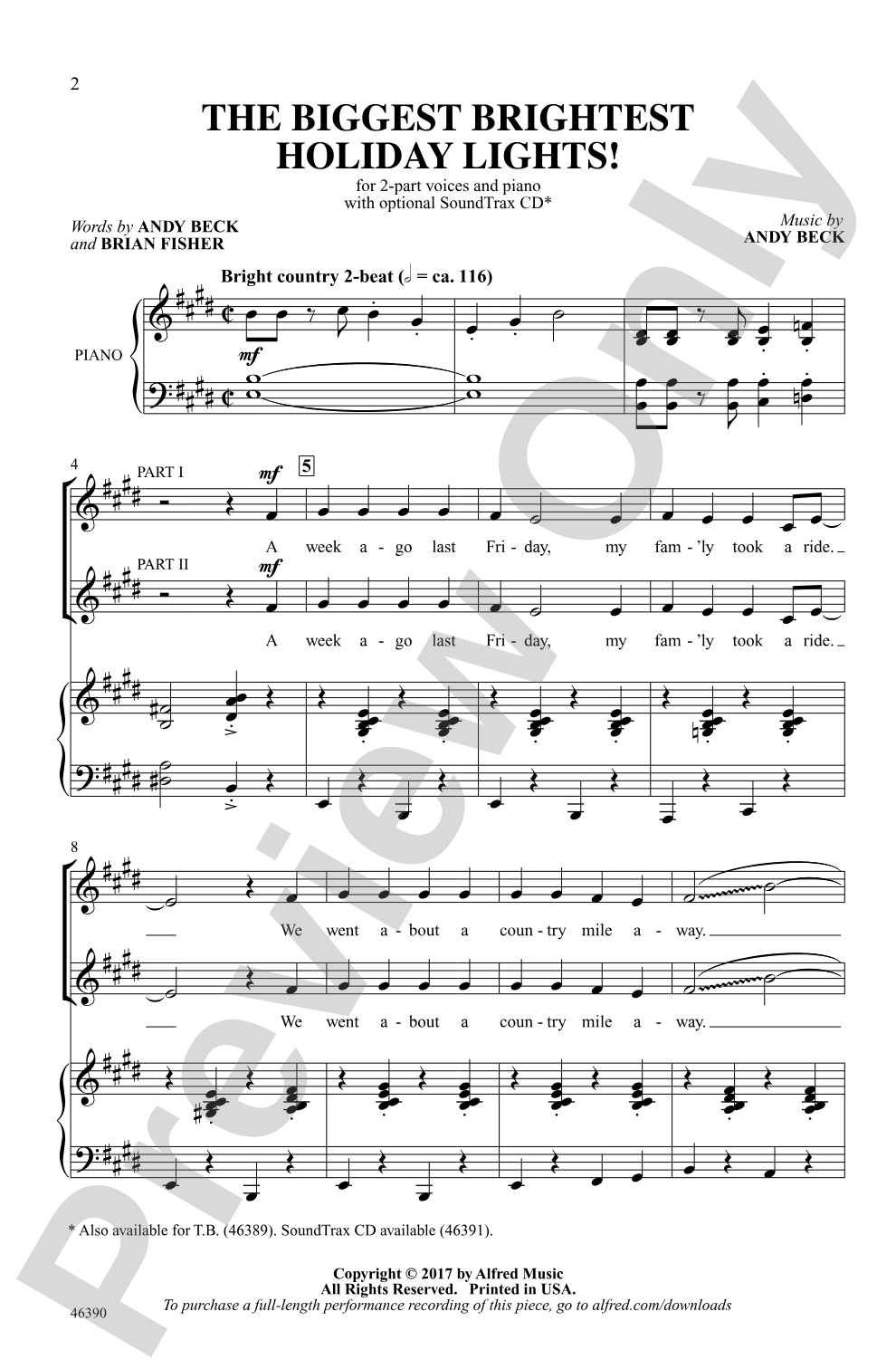 The Biggest Brightest Holiday Lights!: 2-Part Choral Octavo