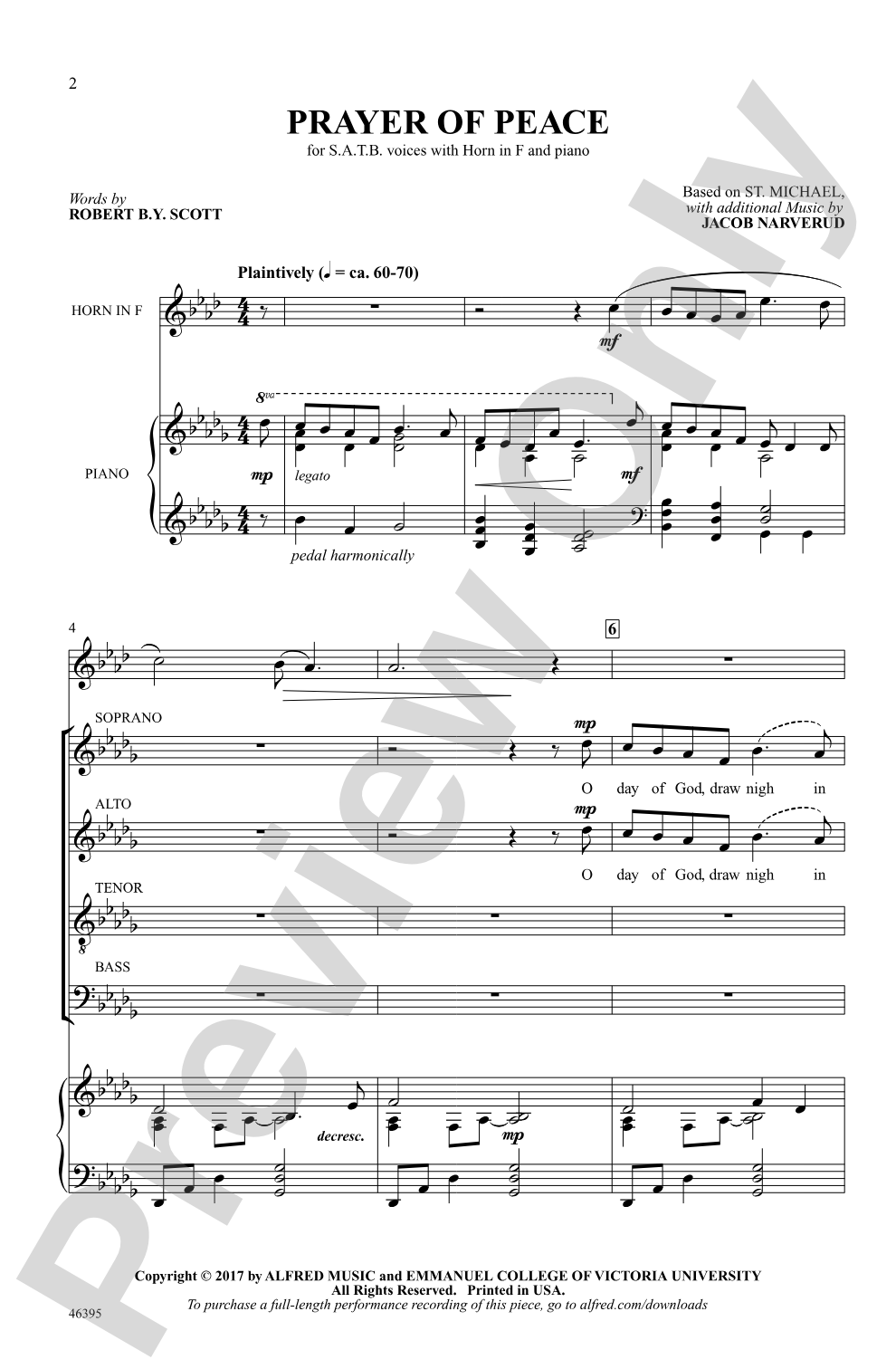 Prayer of Peace: SATB Choral Octavo