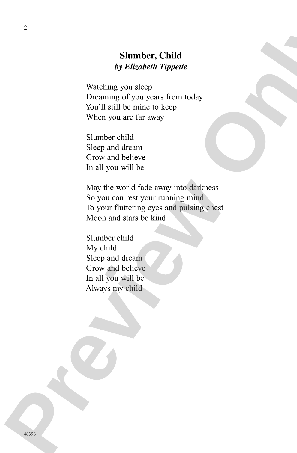 Slumber, Child: SATB Choral Octavo