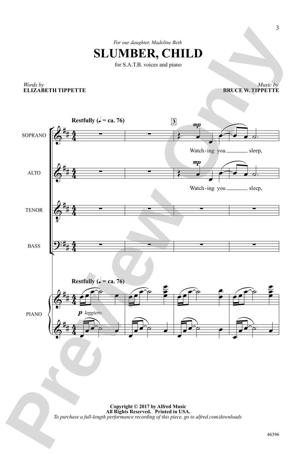 Slumber, Child: SATB Choral Octavo
