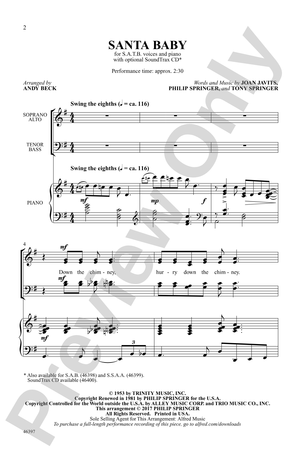 Santa Baby: SATB Choral Octavo