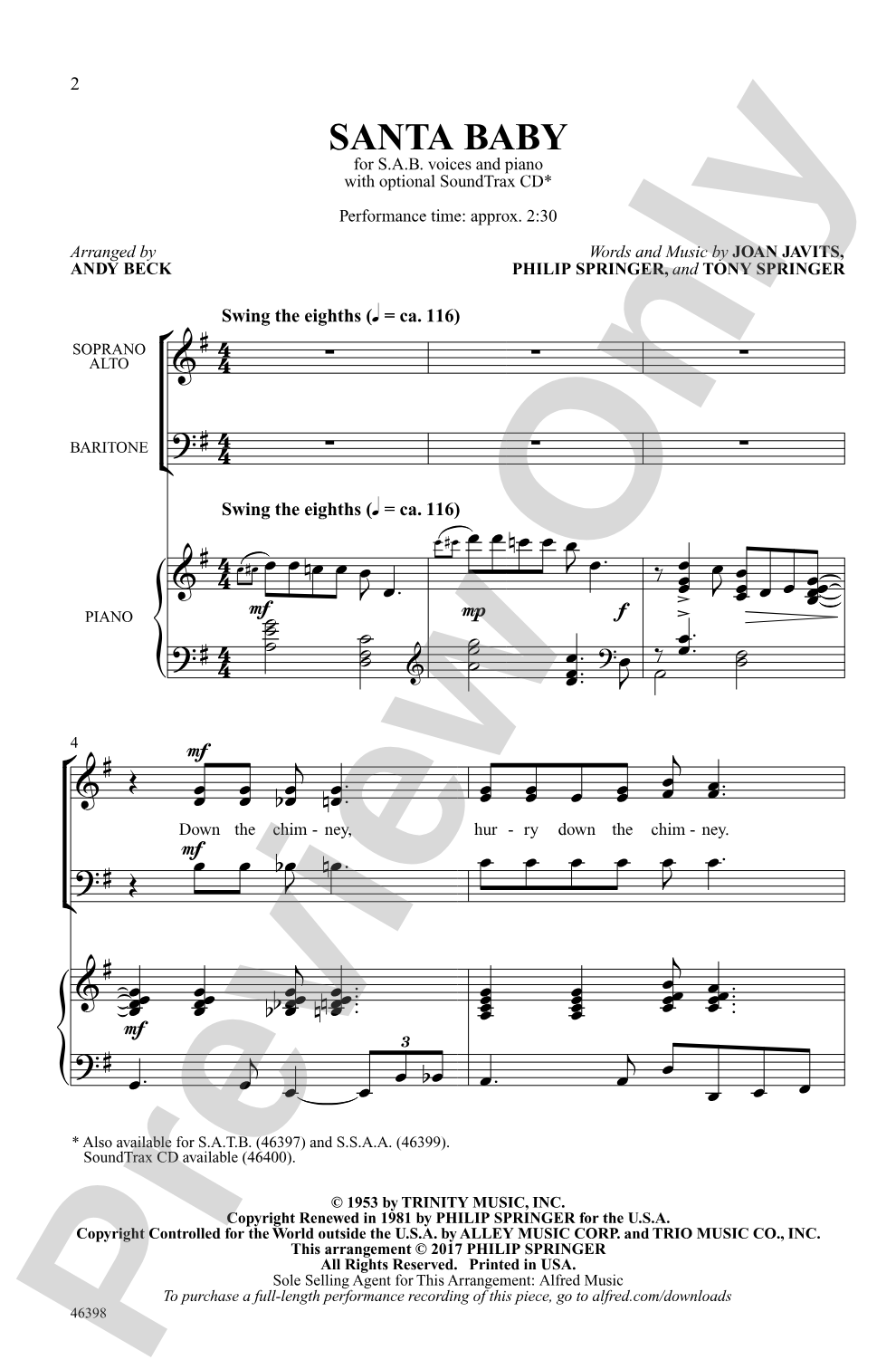 Santa Baby: SAB Choral Octavo