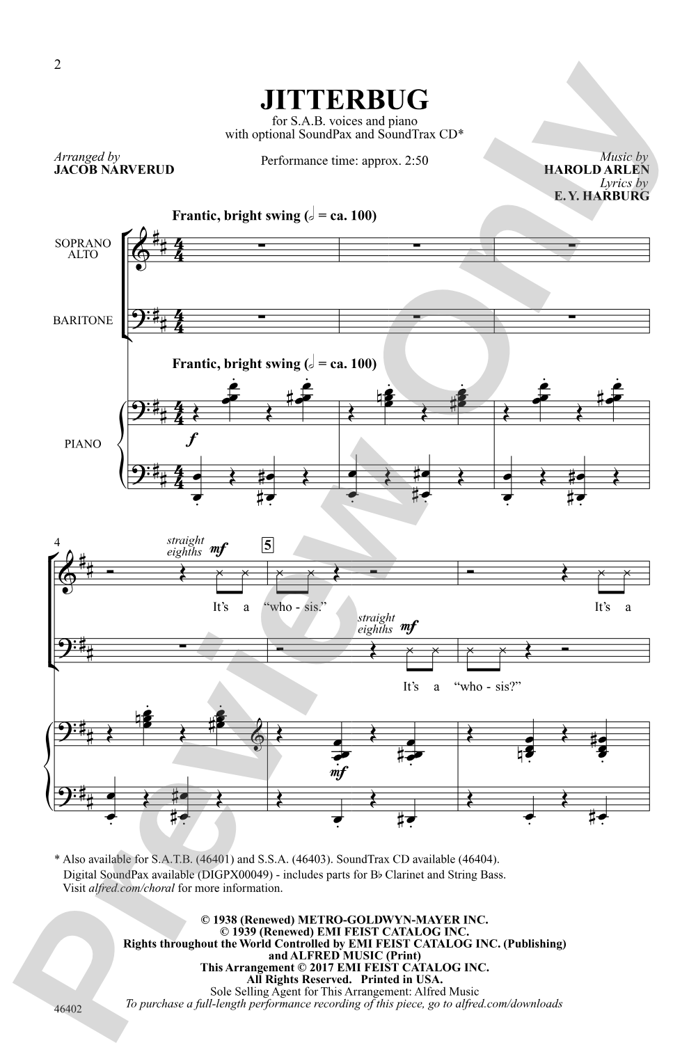 Jitterbug: SAB Choral Octavo