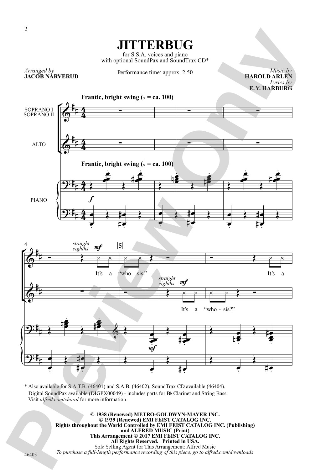Jitterbug: SSA Choral Octavo