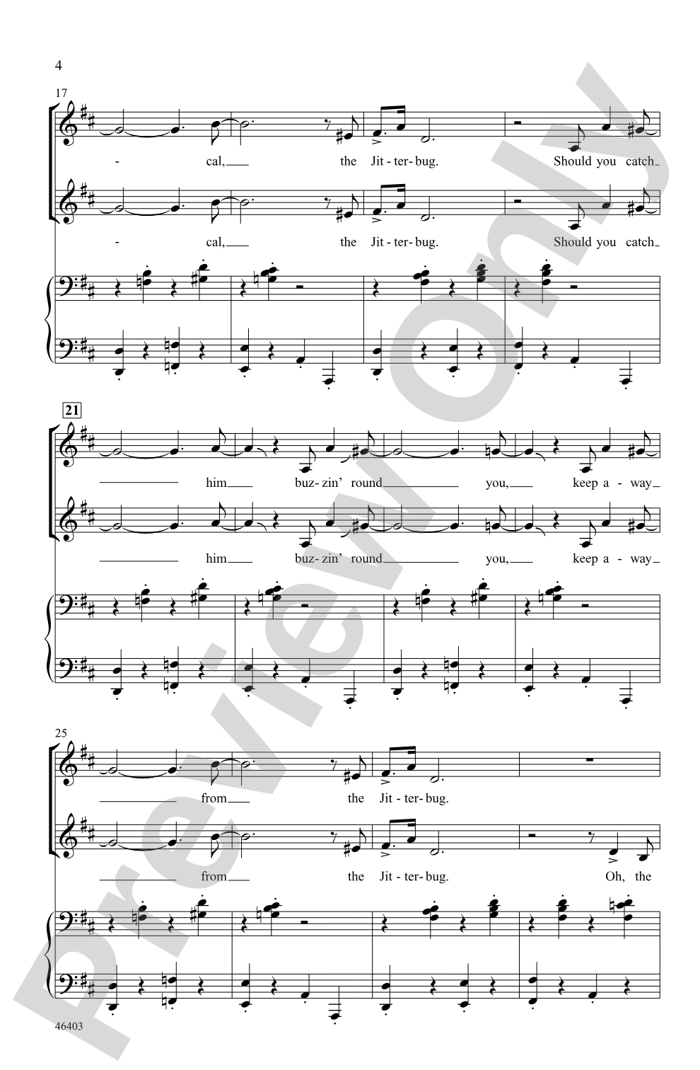 Jitterbug: SSA Choral Octavo