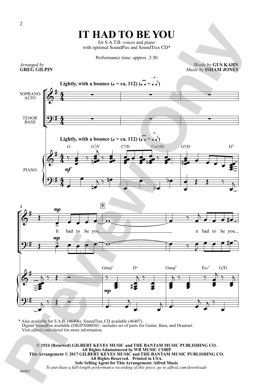It Had to Be You: SATB Choral Octavo