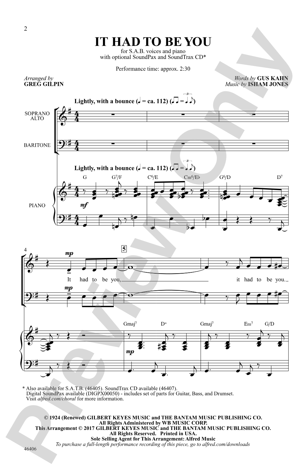 It Had to Be You: SAB Choral Octavo