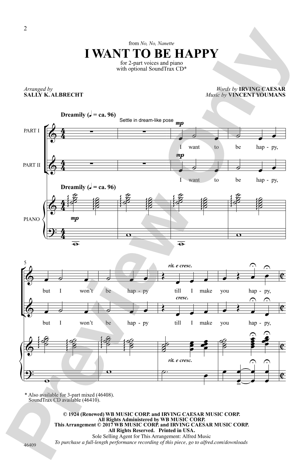 I Want to Be Happy: 2-Part Choral Octavo