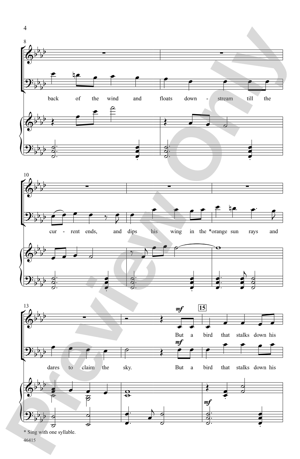 Caged Bird: SATB Choral Octavo