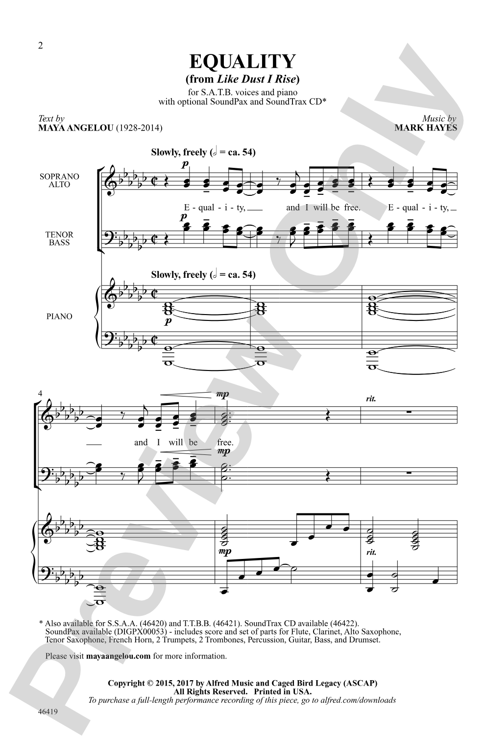 Equality: SATB Choral Octavo