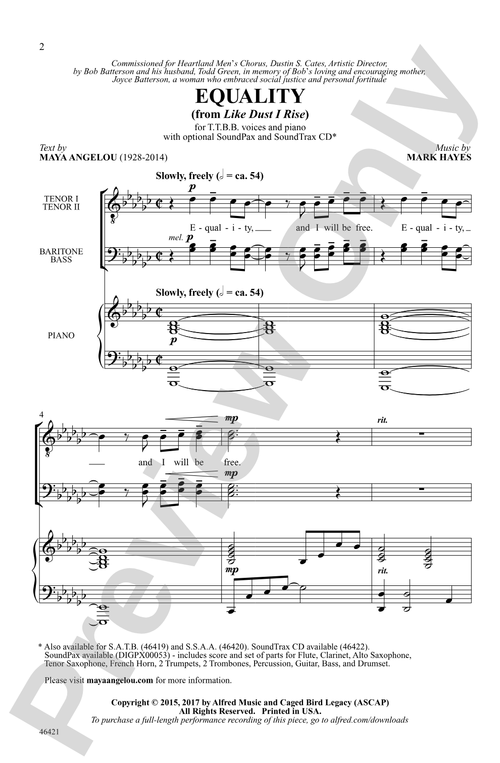 Equality: TTBB Choral Octavo